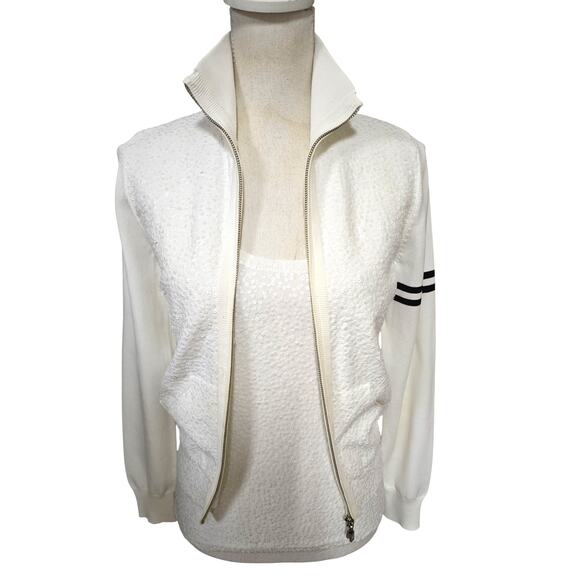 Per Se By Carlisle White 2 Piece Sequined Knit Sweater and Matching Tank - Picture 1 of 6
